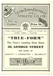Programme: Luton Town FC vs Everton (27th Oct 1951)