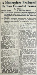 Match Report: Luton Town FC vs Sheffield Wednesday (10th Nov 1951)