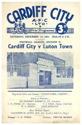 Programme: Cardiff City vs Luton Town FC (1st Dec 1951)