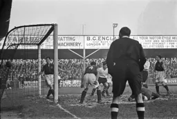Gordon Turner wheels away after scoring one of his hat-trick goals