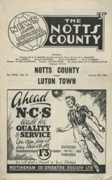 Programme: Notts County vs Luton Town FC (5th Jan 1952)