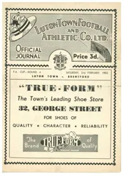 Programme: Luton Town FC vs Brentford (2nd Feb 1952)