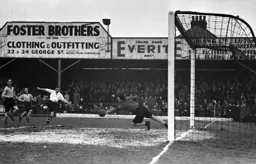 Bert Mitchell sees his shot tipped round a post