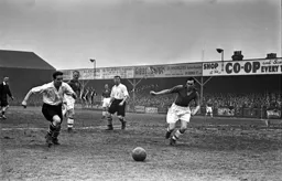 Hugh McJarrow in a chase for the ball