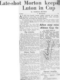 Match Report: Luton Town FC vs Brentford (18th Feb 1952)