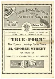 Programme: Luton Town FC vs Swindon Town (23rd Feb 1952)