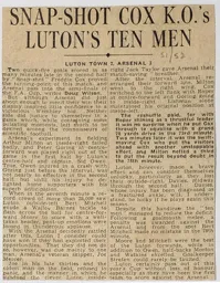 Match Report: Luton Town FC vs Arsenal (8th Mar 1952)