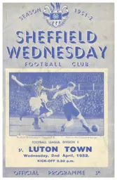 Programme: Sheffield Wednesday vs Luton Town FC (2nd Apr 1952)
