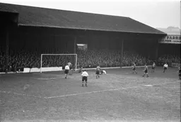Action in the Leeds goalmouth