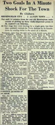 Match Report: Birmingham City vs Luton Town FC (26th Apr 1952)