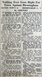 Match Report: Luton Town FC vs Birmingham City (27th Aug 1952)