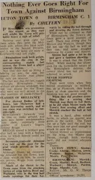 Match Report: Luton Town FC vs Birmingham City (27th Aug 1952)