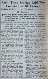 Match Report: Luton Town FC vs Swansea Town (10th Sep 1952)