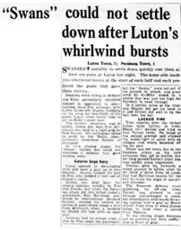 Match Report: Luton Town FC vs Swansea Town (10th Sep 1952)
