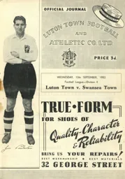 Programme: Luton Town FC vs Swansea Town (10th Sep 1952)