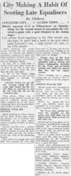 Match Report: Leicester City vs Luton Town FC (20th Sep 1952)