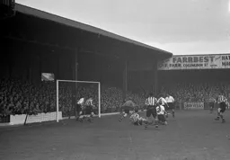 Town`s defence in a mess. Tom Johnson on the right fires in Notts County`s goal.
