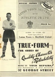 Programme: Luton Town FC vs Sheffield United (18th Oct 1952)