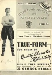 Programme: Luton Town FC vs Blackburn Rovers (15th Nov 1952)