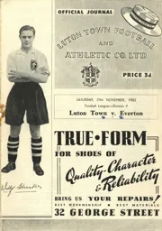 Programme: Luton Town FC vs Everton (29th Nov 1952)