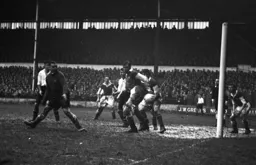 An anxious moment for the Argyle defence