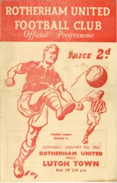 Programme: Rotherham United vs Luton Town FC (3rd Jan 1953)