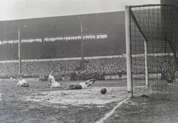 Jesse Pye scores the second goal. The first of his hat-trick