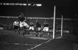 The ball is on its way into the net for Town`s first goal scored by Les Jones (out of picture)