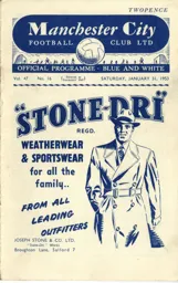 Programme: Manchester City vs Luton Town FC (31st Jan 1953)