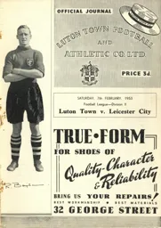 Programme: Luton Town FC vs Leicester City (7th Feb 1953)