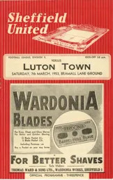 Programme: Sheffield United vs Luton Town FC (7th Mar 1953)