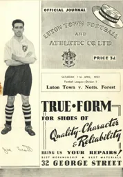 Programme: Luton Town FC vs Nottingham Forest (11th Apr 1953)