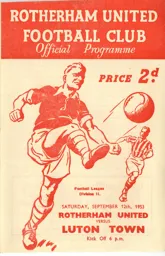 Programme: Rotherham United vs Luton Town FC (12th Sep 1953)