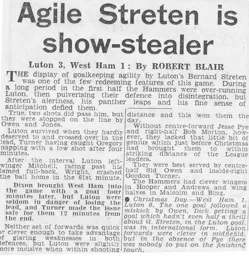 Match Report: Luton Town FC vs West Ham United (26th Dec 1953)