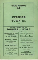 Programme: Swansea Town vs Luton Town FC (16th Jan 1954)