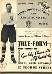 Programme: Luton Town FC vs Oldham Athletic (19th Aug 1953)