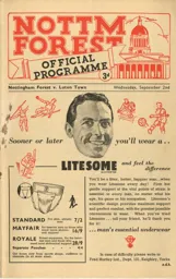 Programme: Nottingham Forest vs Luton Town FC (2nd Sep 1953)
