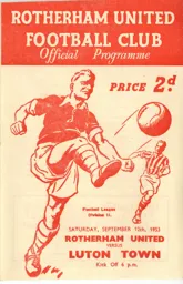 Programme: Rotherham United vs Luton Town FC (12th Sep 1953)