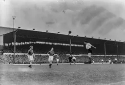 Johnny Downie attempts a header at goal