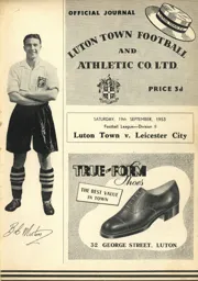 Programme: Luton Town FC vs Leicester City (19th Sep 1953)