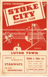 Programme: Stoke City vs Luton Town FC (26th Sep 1953)