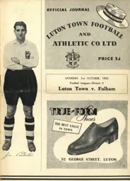 Programme: Luton Town FC vs Fulham (3rd Oct 1953)
