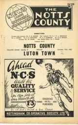 Programme: Luton Town FC vs Hull City (10th Oct 1953)