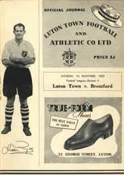 Programme: Luton Town FC vs Brentford (7th Nov 1953)