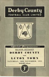 Programme: Derby County vs Luton Town FC (14th Nov 1953)