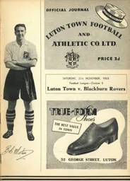Programme: Luton Town FC vs Blackburn Rovers (21st Nov 1953)