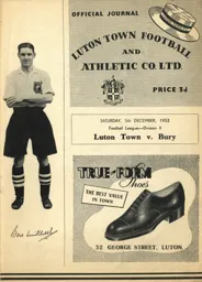 Programme: Luton Town FC vs Bury (5th Dec 1953)