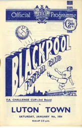 Programme: Blackpool vs Luton Town FC (9th Jan 1954)