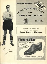 Programme: Luton Town FC vs Blackpool (13th Jan 1954)