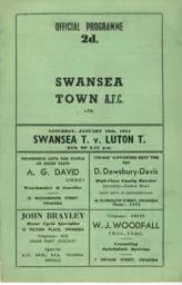 Programme: Swansea Town vs Luton Town FC (16th Jan 1954)